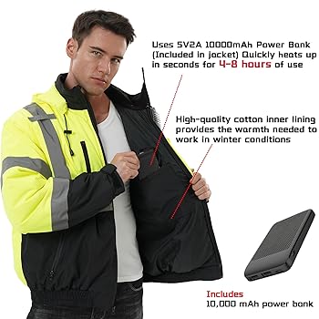 SKSAFETY Professional Level Heated Safety Bomber Jacket